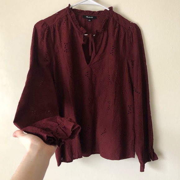 Madewell Floral Embroidered Eyelet Long Sleeve Top - Picture 5 of 9